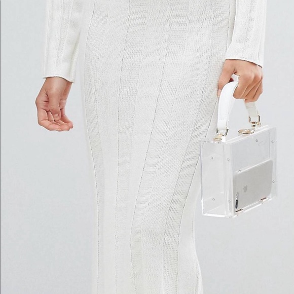 ASOS Off white Midi skirt in Wide Rib - Picture 4 of 8